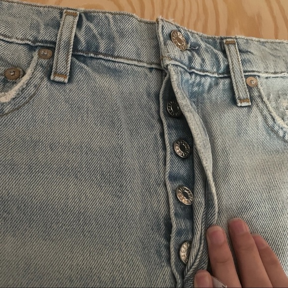 NWT AGOLDE Quinn High Rise Cutoff Denim Miniskirt 27 - Picture 15 of 16